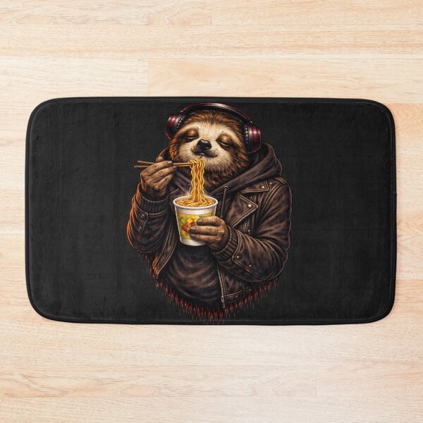 Item preview, Lazy Sloth Eating Noodles – Ultra Chill Streetwear Animal Art designed and sold by ColorSplash123.