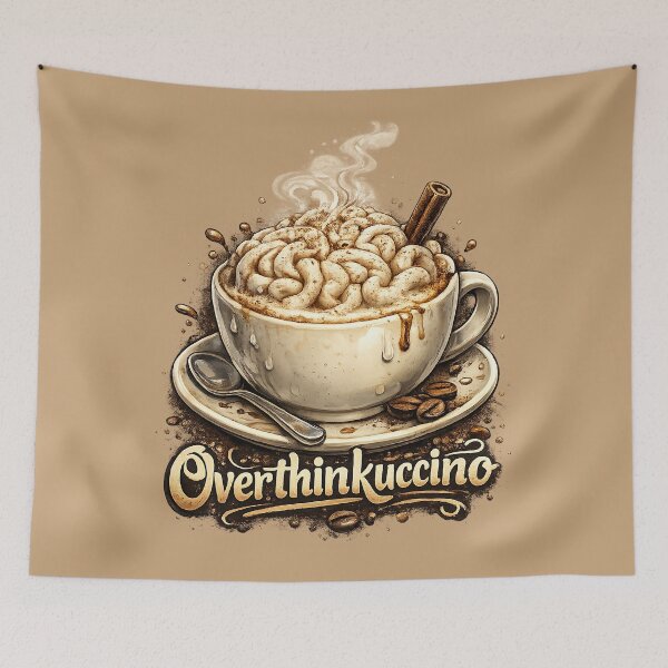 Item preview, Overthinkuccino – Overthinking Cappuccino Brain Foam Illustration designed and sold by StrayaDesign.