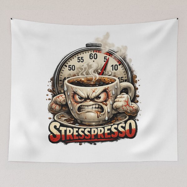 Item preview, Stresspresso – Overcaffeinated Anxiety Espresso Cup Illustration designed and sold by StrayaDesign.