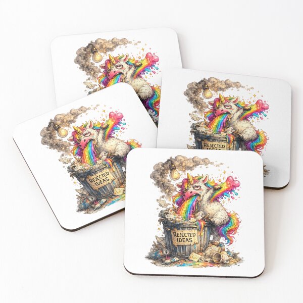 Item preview, Rejected Ideas – Burnt-Out Unicorn Vomiting Rainbows designed and sold by StrayaDesign.
