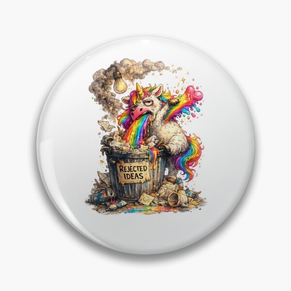 Item preview, Rejected Ideas – Burnt-Out Unicorn Vomiting Rainbows designed and sold by StrayaDesign.