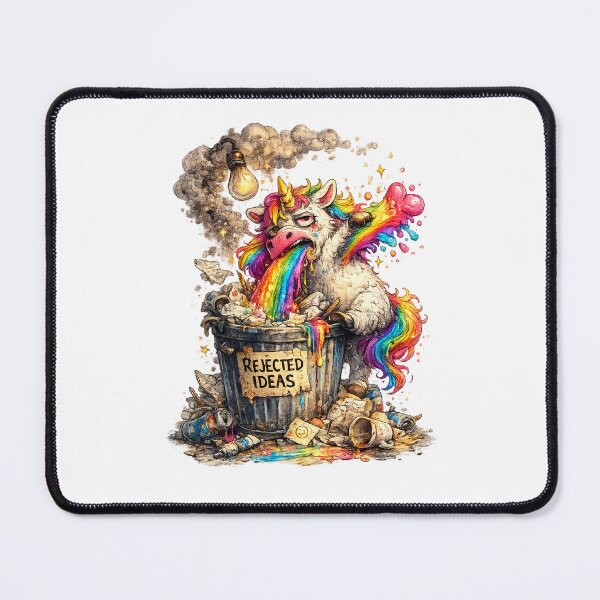 Item preview, Rejected Ideas – Burnt-Out Unicorn Vomiting Rainbows designed and sold by StrayaDesign.