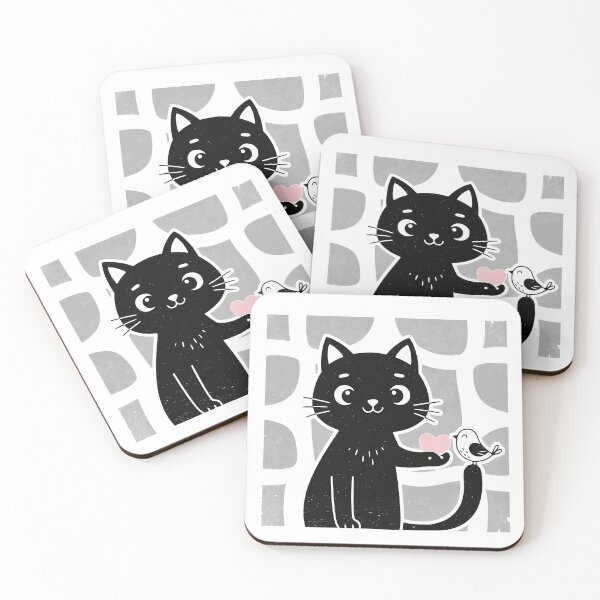 Item preview, Cat Offering Heart to Bird Cute Animal Love Illustration designed and sold by Loving Nature Gifts.