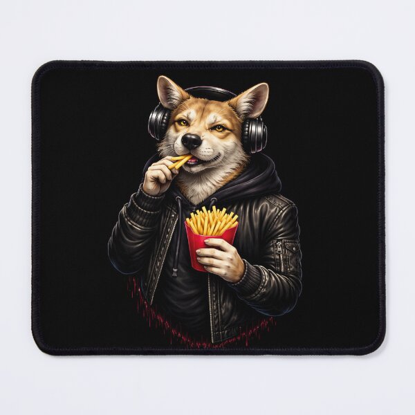 Item preview, Confident Street Dog Eating Fries – Urban Lifestyle Animal Art designed and sold by ColorSplash123.