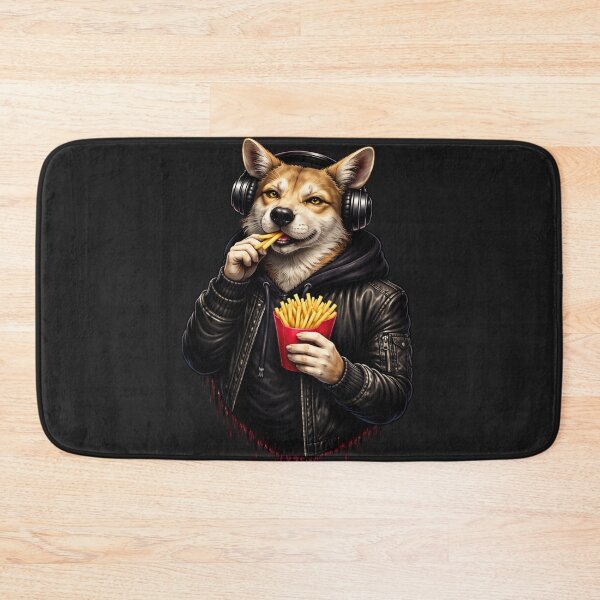 Item preview, Confident Street Dog Eating Fries – Urban Lifestyle Animal Art designed and sold by ColorSplash123.