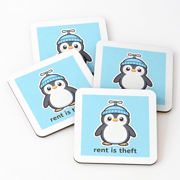 Item preview, Rent Is Theft Penguin - Anti Landlord Zoomer Meme designed and sold by PictorialWhimsy.