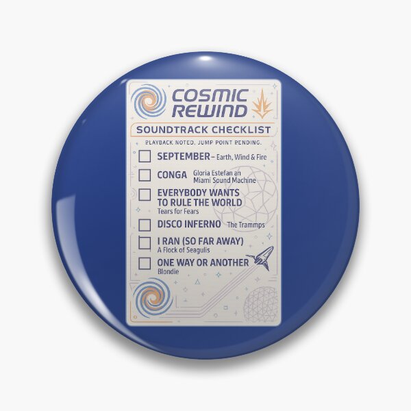 Item preview, Cosmic Rewind Soundtrack Checklist Guardians EPCOT (v2) designed and sold by Theme Snark.
