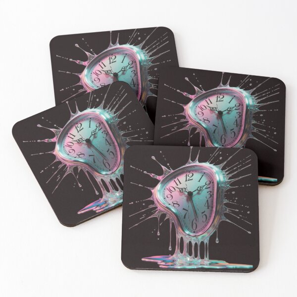 Item preview, Melting Time – Surreal Iridescent Clock Art | Abstract Time Aesthetic designed and sold by ZChrome.