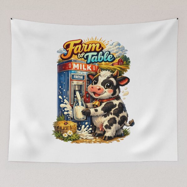 Item preview, Farm to Table – Cute Cow Milk Vending Machine Illustration designed and sold by StrayaDesign.