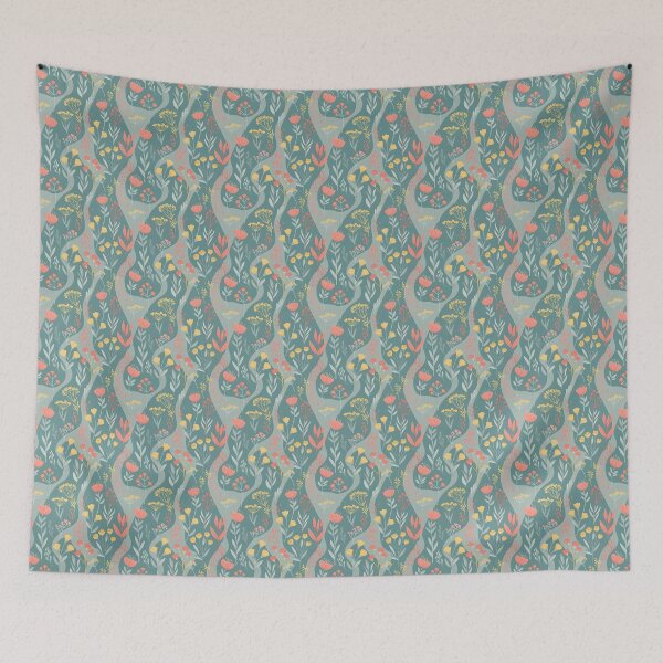 Item preview, Folk Art Herbs & Flowers – Hand-Painted Organic Seamless Pattern designed and sold by VelloomStore.