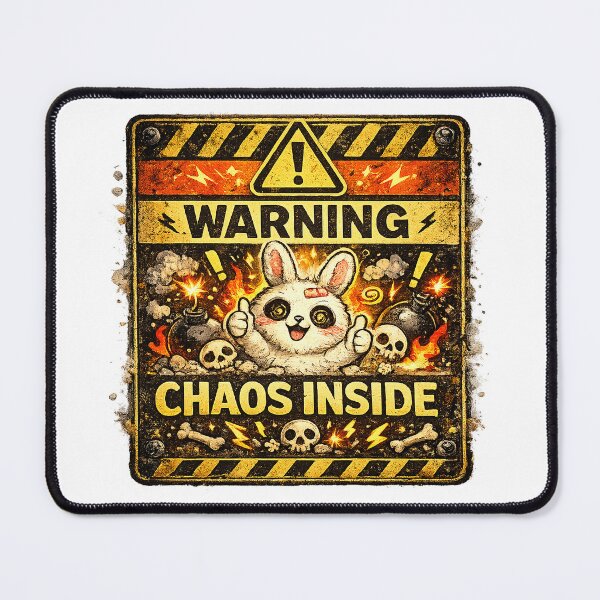 Item preview, Chaos Inside – Cute Warning Label Art designed and sold by StrayaDesign.