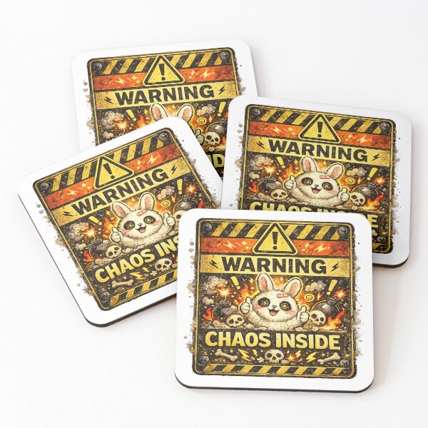 Item preview, Chaos Inside – Cute Warning Label Art designed and sold by StrayaDesign.