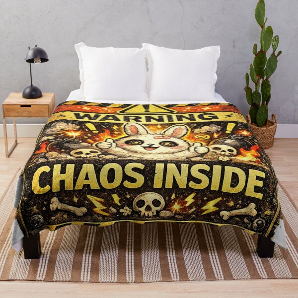Item preview, Chaos Inside – Cute Warning Label Art designed and sold by StrayaDesign.