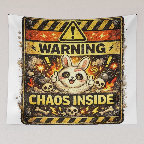 Item preview, Chaos Inside – Cute Warning Label Art designed and sold by StrayaDesign.