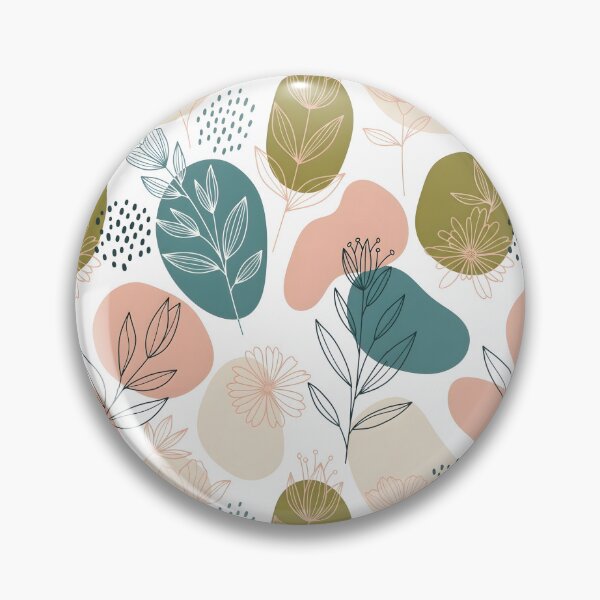 Item preview, Hand-Drawn Modern Folk Floral – Soft Olive, Pink & Cream designed and sold by VelloomStore.