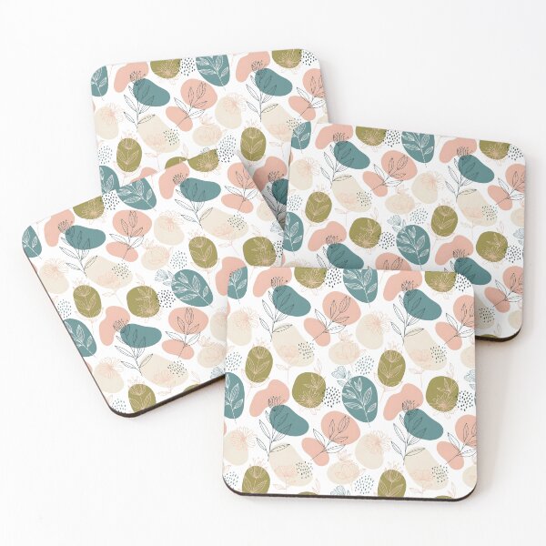 Item preview, Hand-Drawn Modern Folk Floral – Soft Olive, Pink & Cream designed and sold by VelloomStore.