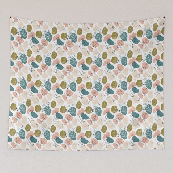 Item preview, Hand-Drawn Modern Folk Floral – Soft Olive, Pink & Cream designed and sold by VelloomStore.