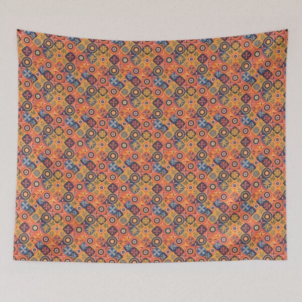 Item preview, Vibrant Coral & Deep Blue Abstract Floral – Modern Folk Design designed and sold by VelloomStore.