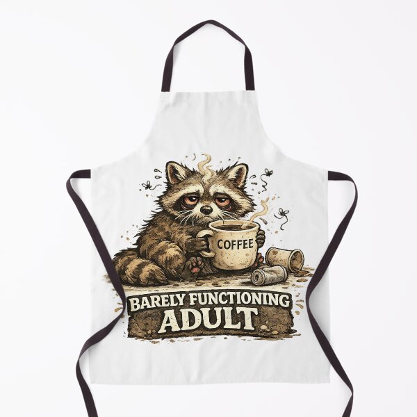 Item preview, Barely Functioning Adult – Sleepy Raccoon Coffee Illustration designed and sold by StrayaDesign.