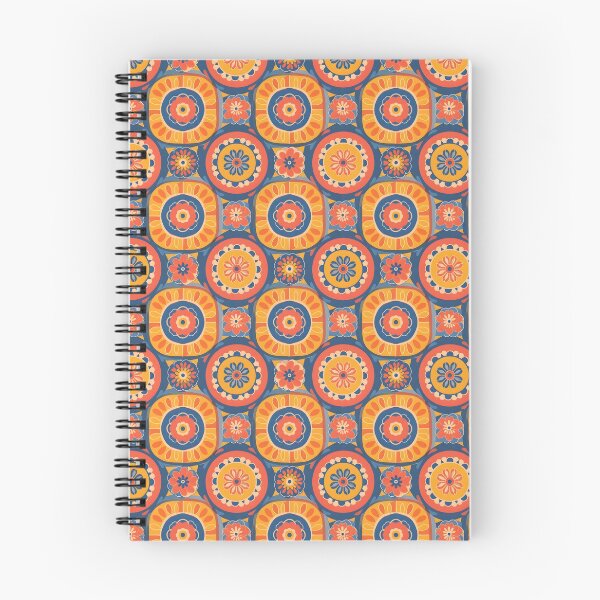 Item preview, Stylized Nature Circles: Mustard, Coral & Blue Seamless Pattern designed and sold by VelloomStore.