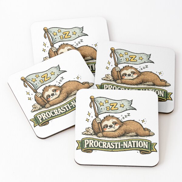 Item preview, Procrasti-Nation – Lazy Sloth Procrastination Pun Illustration designed and sold by StrayaDesign.