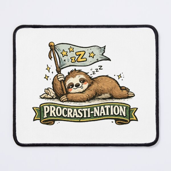 Item preview, Procrasti-Nation – Lazy Sloth Procrastination Pun Illustration designed and sold by StrayaDesign.