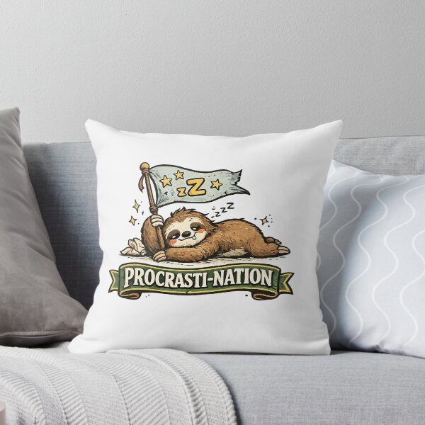 Item preview, Procrasti-Nation – Lazy Sloth Procrastination Pun Illustration designed and sold by StrayaDesign.