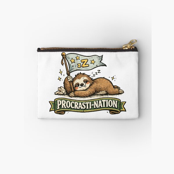 Item preview, Procrasti-Nation – Lazy Sloth Procrastination Pun Illustration designed and sold by StrayaDesign.