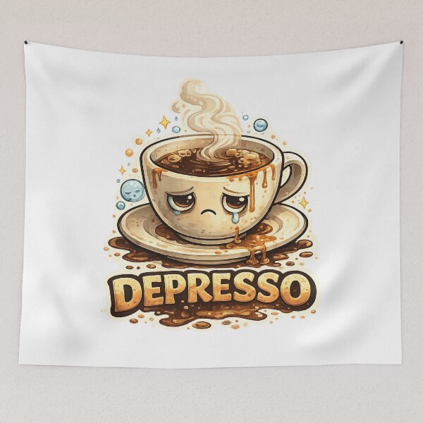 Item preview, Depresso – Sad Coffee Cup Funny Coffee Pun Illustration designed and sold by StrayaDesign.