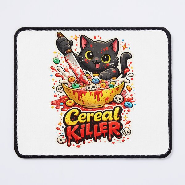 Item preview, Cereal Killer – Funny Cat Breakfast Pun Illustration designed and sold by StrayaDesign.