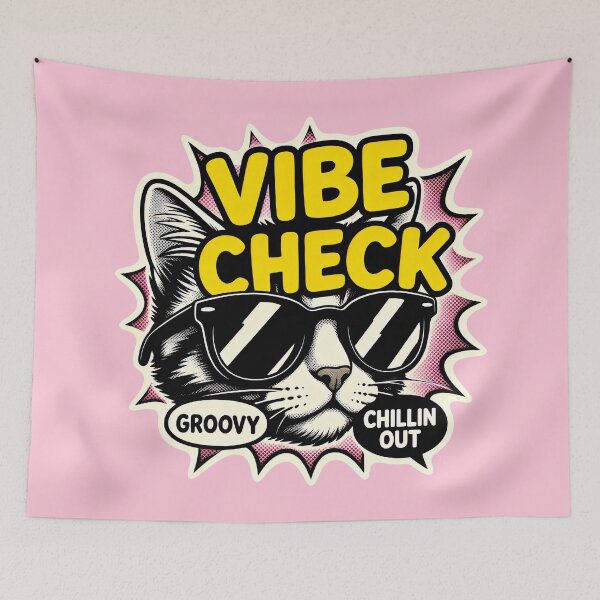 Item preview, Cool Cat Vibe Check Retro Pop Art designed and sold by SplashTastic.