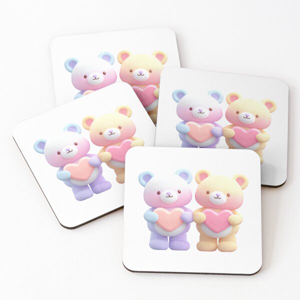 Item preview, Pastel Teddy Bears 3D Kawaii Love Valentine's Day Couple designed and sold by BigStar-Cart.