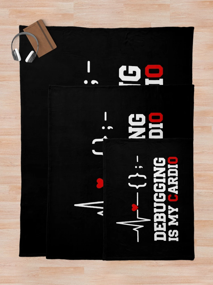 Thumbnail 5 of 6, Throw Blanket, Debugging is My Cardio Software Developer Humor designed and sold by SplashTastic.