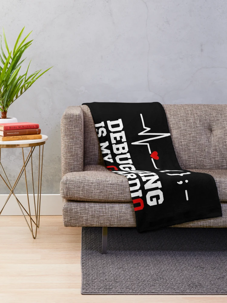 Thumbnail 2 of 6, Throw Blanket, Debugging is My Cardio Software Developer Humor designed and sold by SplashTastic.