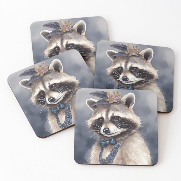 Item preview, Vintage Lady Raccoon Flapper - Roaring 20s Pearl Aesthetic Art designed and sold by naughty-raccoon.