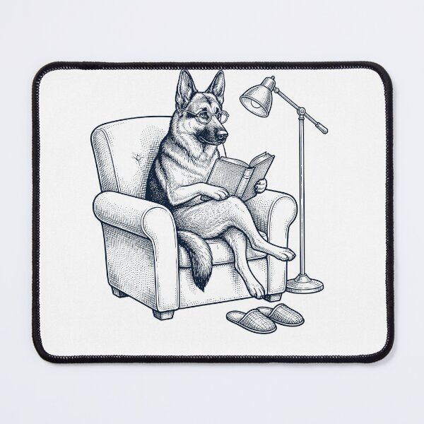 Item preview, Vintage German Shepherd Read Book Dog Mom Dad designed and sold by DoodleTortle.