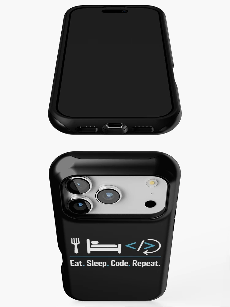Thumbnail 3 of 4, iPhone Case, Eat Sleep Code Repeat Minimalist Programmer Routine designed and sold by SplashTastic.