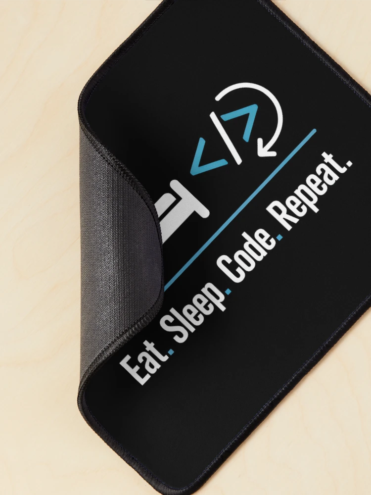 Thumbnail 2 of 5, Mouse Pad, Eat Sleep Code Repeat Minimalist Programmer Routine designed and sold by SplashTastic.