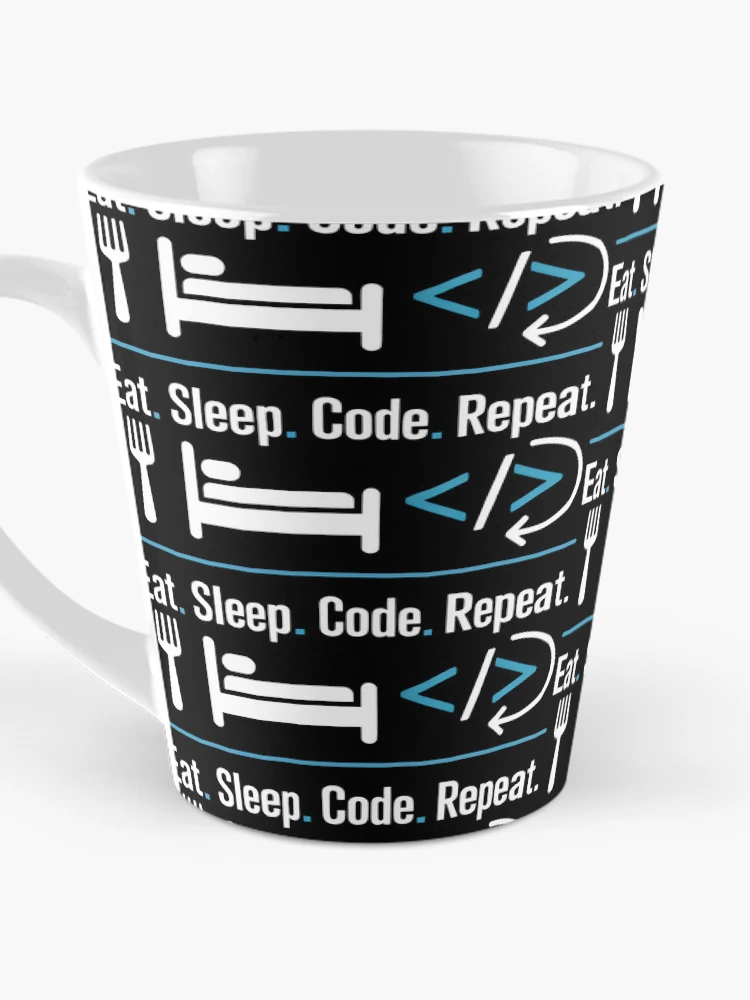 Thumbnail 3 of 4, Coffee Mug, Eat Sleep Code Repeat Minimalist Programmer Routine designed and sold by SplashTastic.
