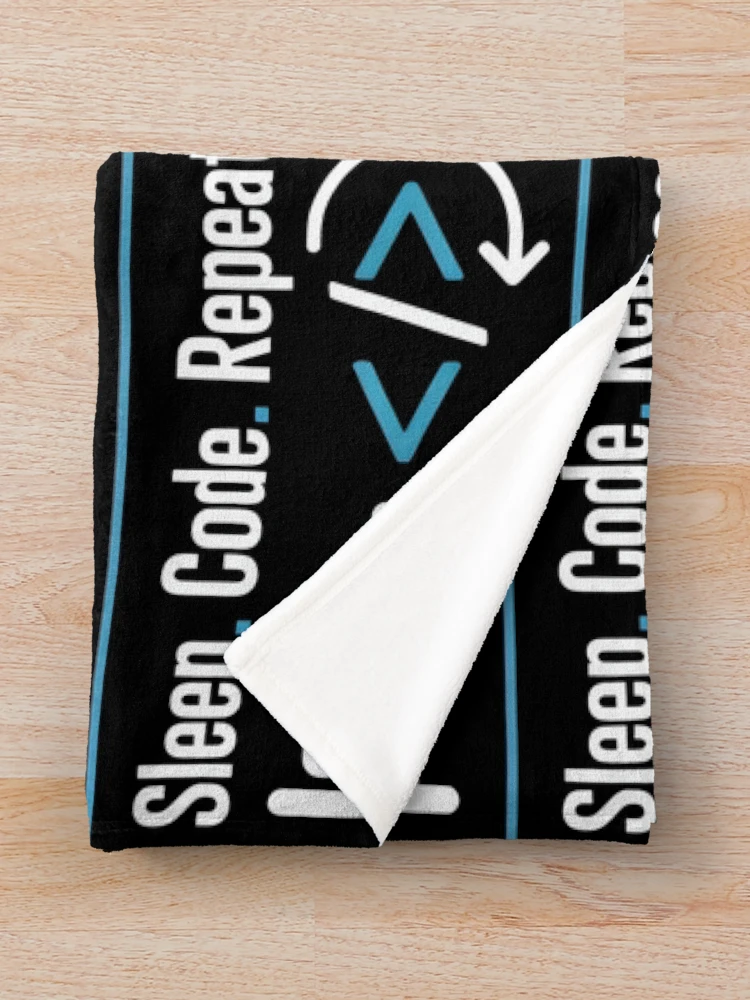 Thumbnail 3 of 6, Throw Blanket, Eat Sleep Code Repeat Minimalist Programmer Routine designed and sold by SplashTastic.