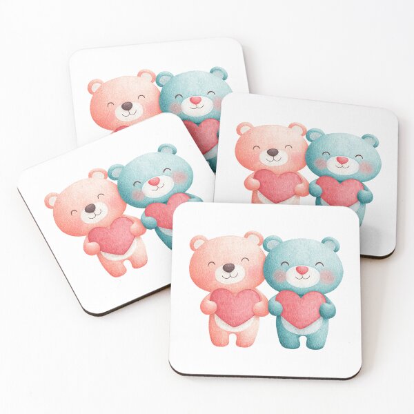 Item preview, Cute Valentine Teddy Bears Watercolor Heart Illustration for Couples designed and sold by BigStar-Cart.