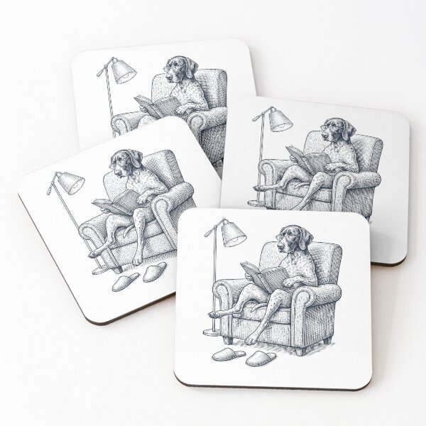 Item preview, Vintage German Shorthaired Pointer Read Book Dog Mom Dad designed and sold by DoodleTortle.