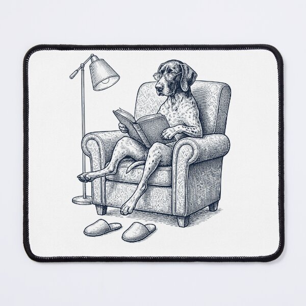 Item preview, Vintage German Shorthaired Pointer Read Book Dog Mom Dad designed and sold by DoodleTortle.