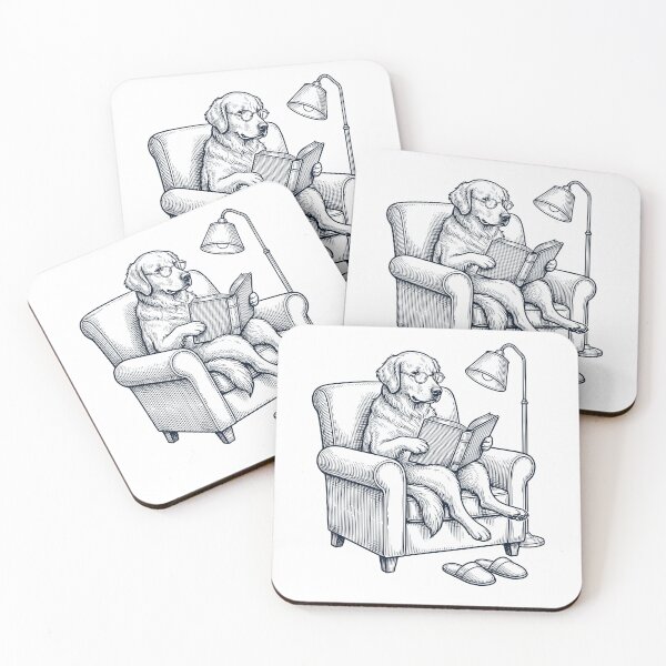 Item preview, Vintage Golden Retriever Read Book Dog Mom Dad designed and sold by DoodleTortle.