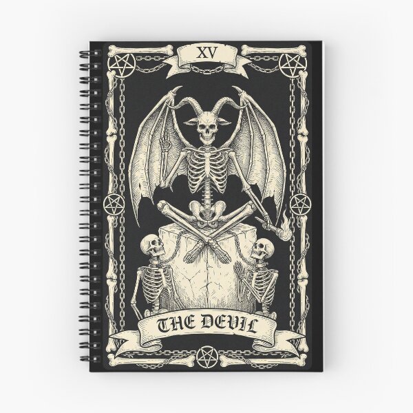 Item preview, The Devil Tarot Card - Horned Skeleton Gothic Art designed and sold by KROMStudio.