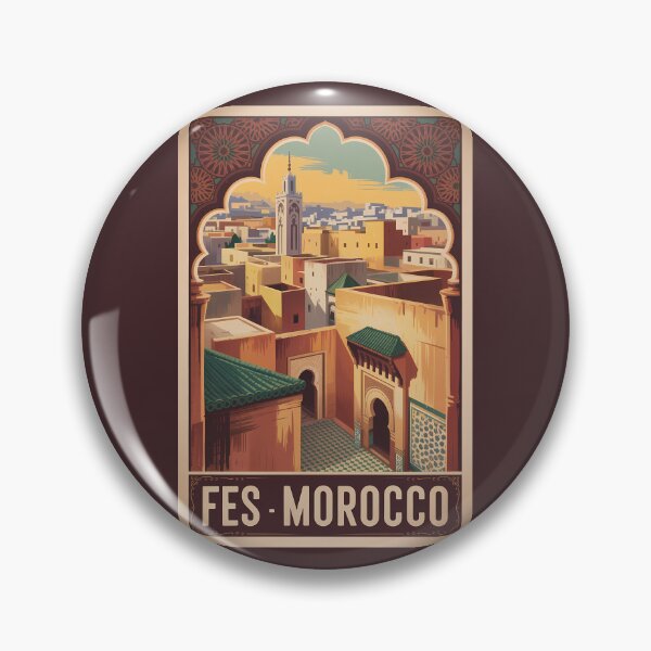 Artikelvorschau, Fes, Marokko – Skyline-Illustration – Reisekunst – Vintage entworfen und verkauft von KrisSidDesigns.
