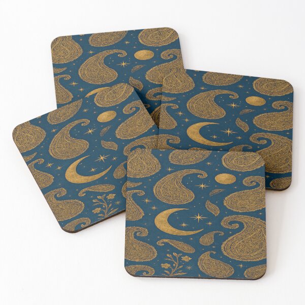 Item preview, Golden Paisley Cosmos – Celestial Night Pattern designed and sold by nigejohn.