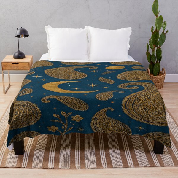 Item preview, Golden Paisley Cosmos – Celestial Night Pattern designed and sold by nigejohn.