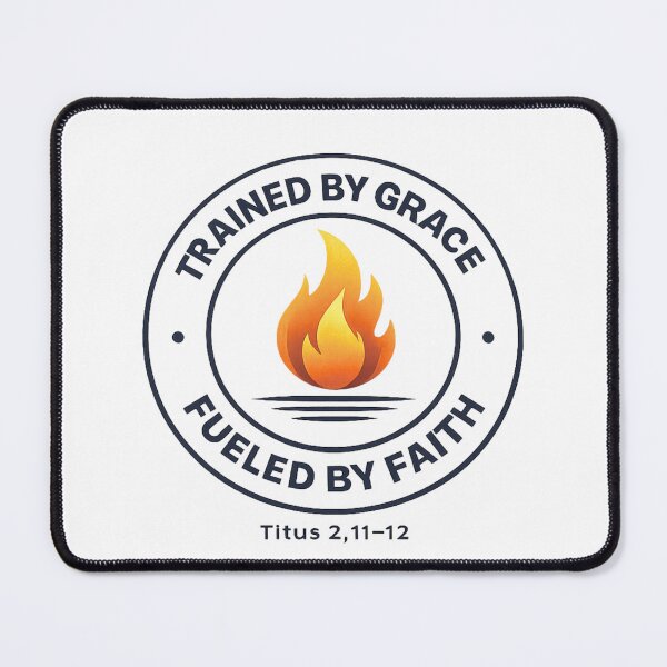 Item preview, Trained by Grace Fueled by Faith Christian Seal Design Titus 2:11–12 designed and sold by astersgraphics.