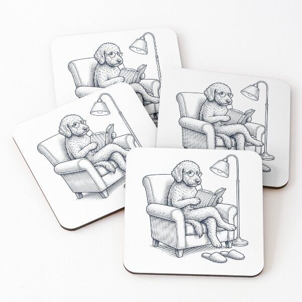 Item preview, Vintage Goldendoodle Read Book Dog Mom Dad designed and sold by DoodleTortle.